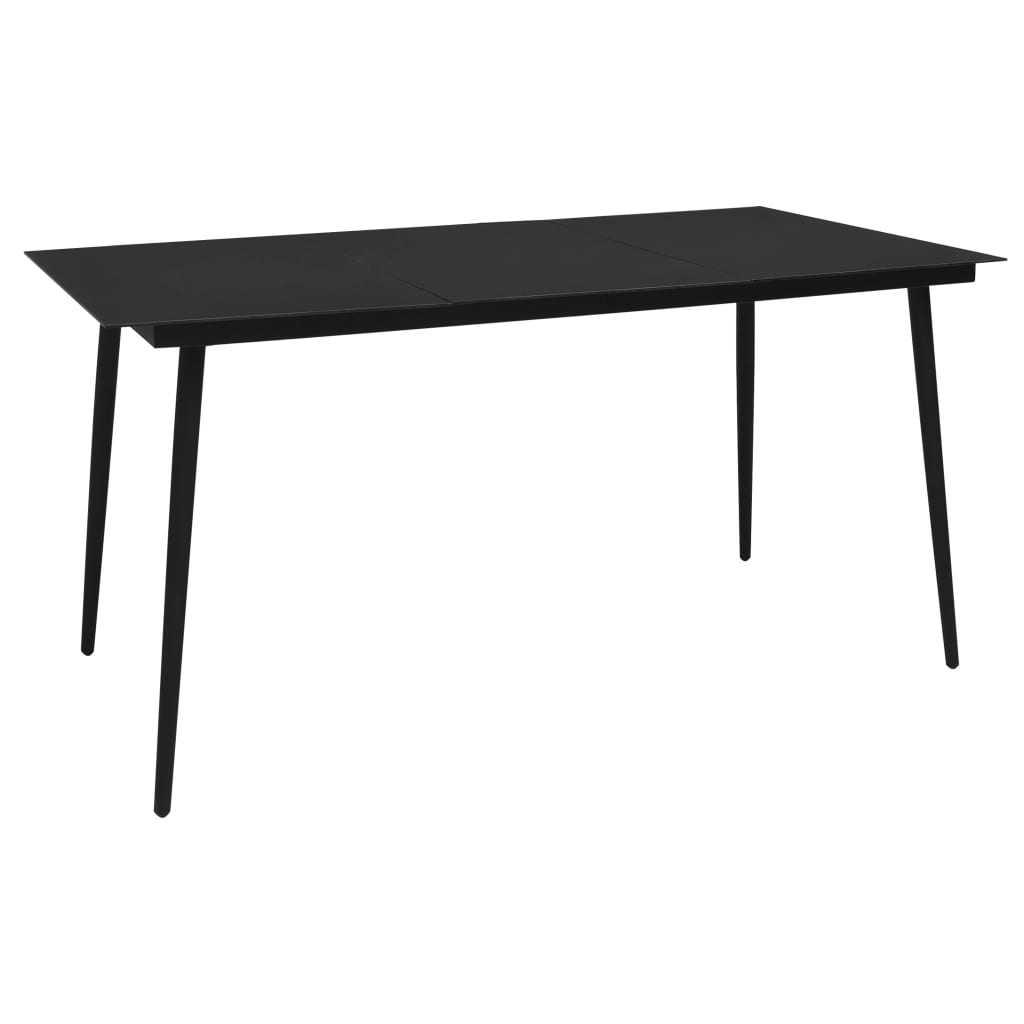 vidaXL Dining Set | Black | PVC rattan, powder-coated steel, glass