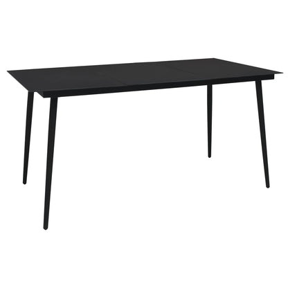 vidaXL Dining Set | Black | PVC rattan, powder-coated steel, glass