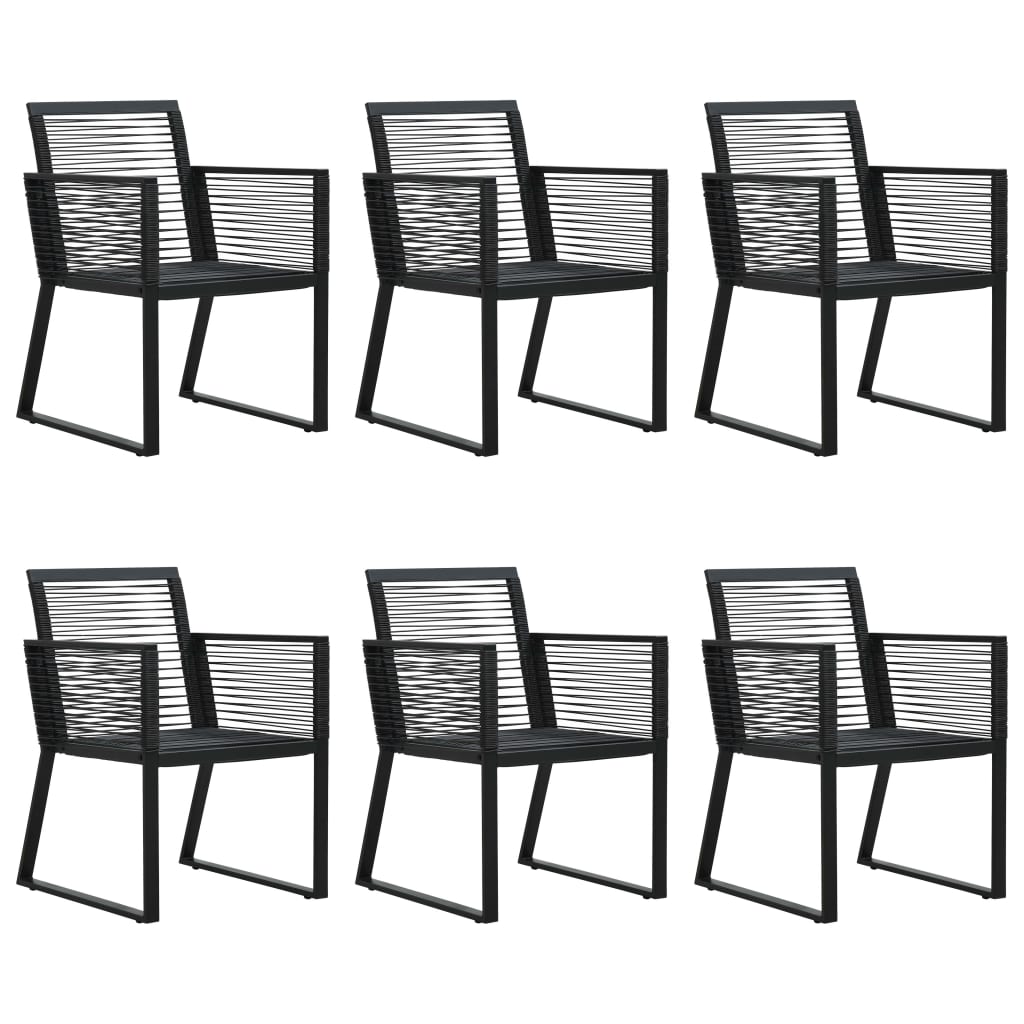 vidaXL Dining Set | Black | PVC rattan, powder-coated steel, glass
