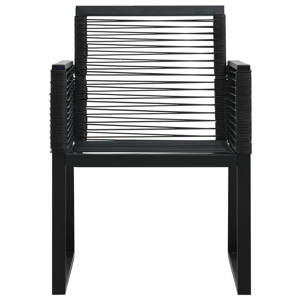 vidaXL Dining Set | Black | PVC rattan, powder-coated steel, glass