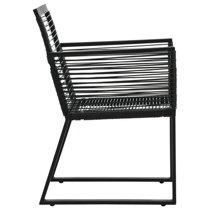 vidaXL Dining Set | Black | PVC rattan, powder-coated steel, glass
