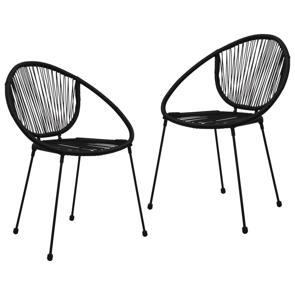 vidaXL Dining Set | Black | PVC rattan, powder-coated steel, glass | 3-piece