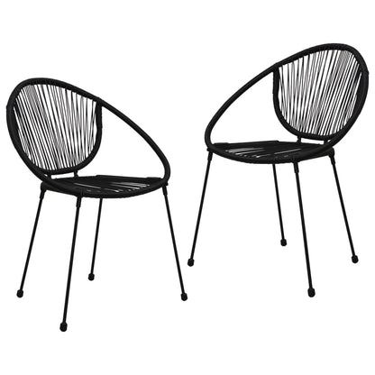 vidaXL Dining Set | Black | PVC rattan, powder-coated steel, glass | 3-piece