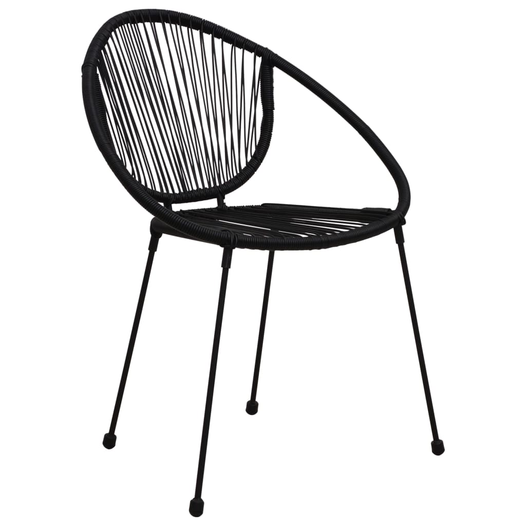 vidaXL Dining Set | Black | PVC rattan, powder-coated steel, glass | 3-piece