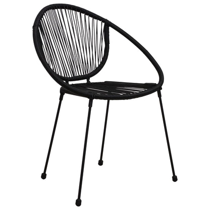 vidaXL Dining Set | Black | PVC rattan, powder-coated steel, glass | 3-piece