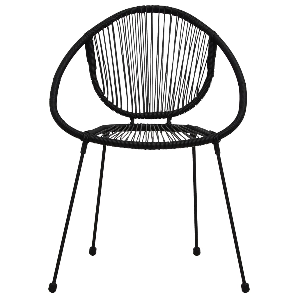 vidaXL Dining Set | Black | PVC rattan, powder-coated steel, glass | 3-piece