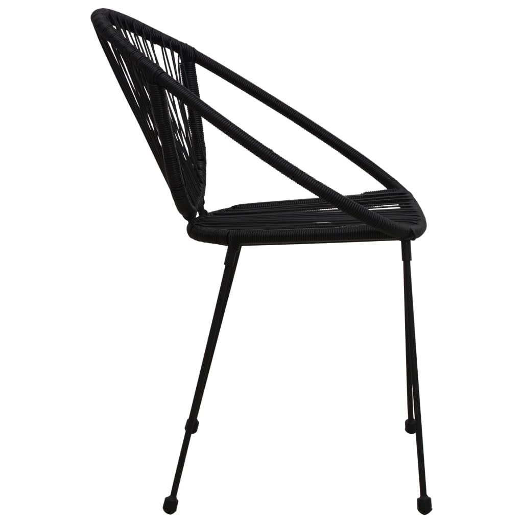 vidaXL Dining Set | Black | PVC rattan, powder-coated steel, glass | 3-piece