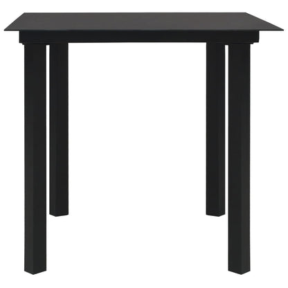 vidaXL Dining Set | Black | PVC rattan, powder-coated steel, glass | 3-piece