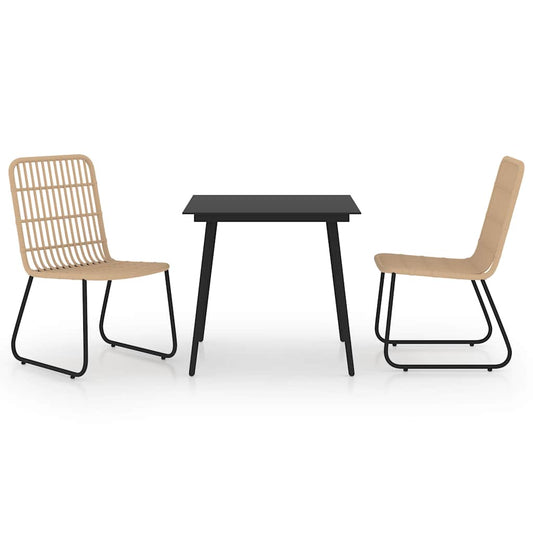 vidaXL Dining Set | Oak and Black | Poly Rattan, Powder-Coated Steel, Glass