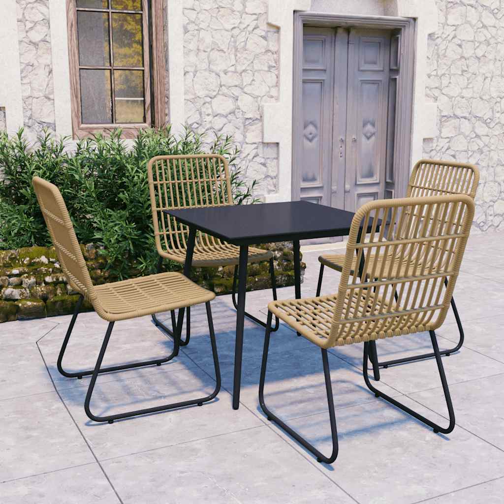 vidaXL 5 Piece Outdoor Dining Set Poly Rattan and Glass