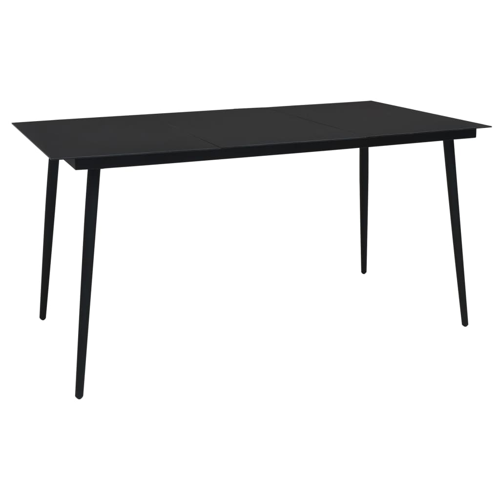 vidaXL Dining Set | Oak and Black | Poly Rattan, Powder-Coated Steel, Glass