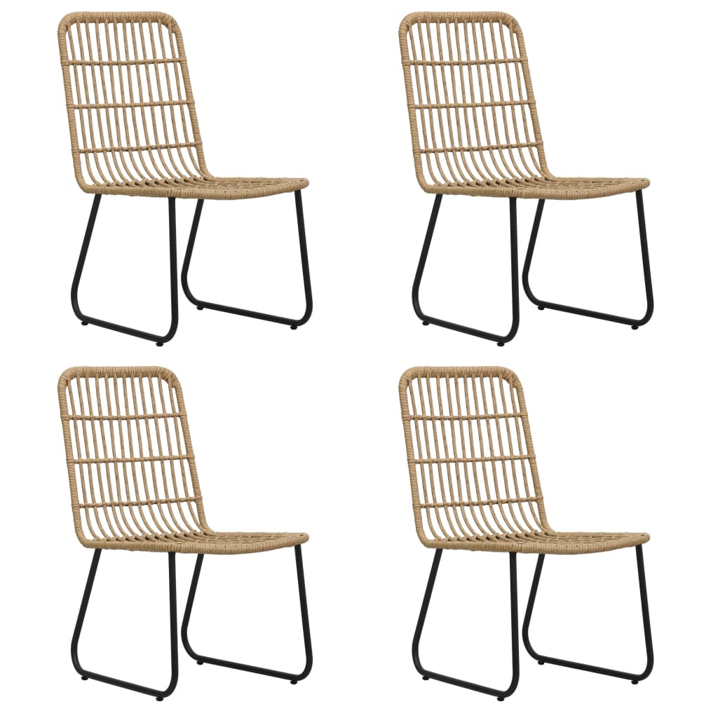 vidaXL Dining Set | Oak and Black | Poly Rattan, Powder-Coated Steel, Glass