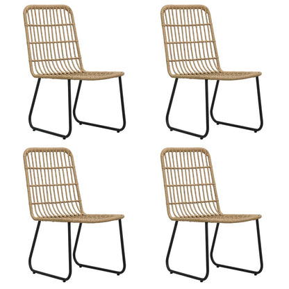 vidaXL Dining Set | Oak and Black | Poly Rattan, Powder-Coated Steel, Glass
