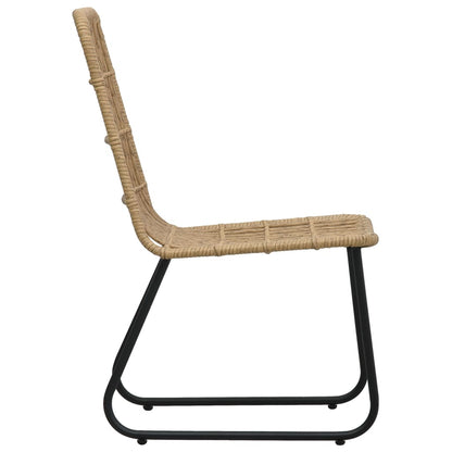 vidaXL Dining Set | Oak and Black | Poly Rattan, Powder-Coated Steel, Glass