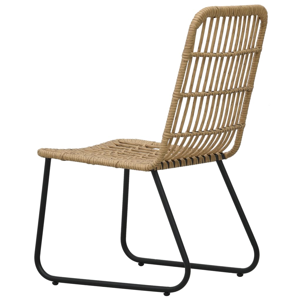 vidaXL Dining Set | Oak and Black | Poly Rattan, Powder-Coated Steel, Glass