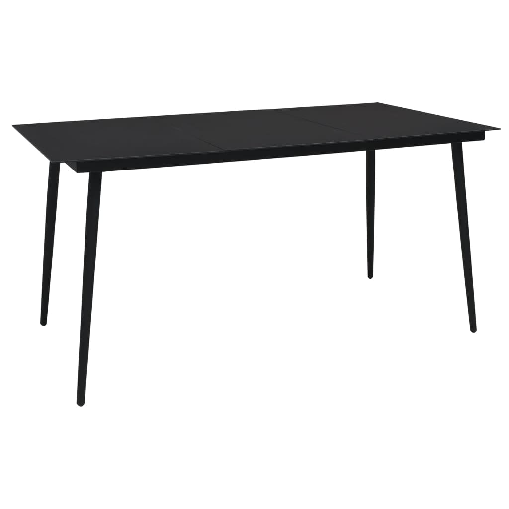 vidaXL Dining Set | Oak and black | Poly rattan, powder-coated steel, glass