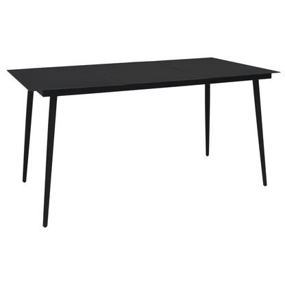 vidaXL Dining Set | Oak and black | Poly rattan, powder-coated steel, glass