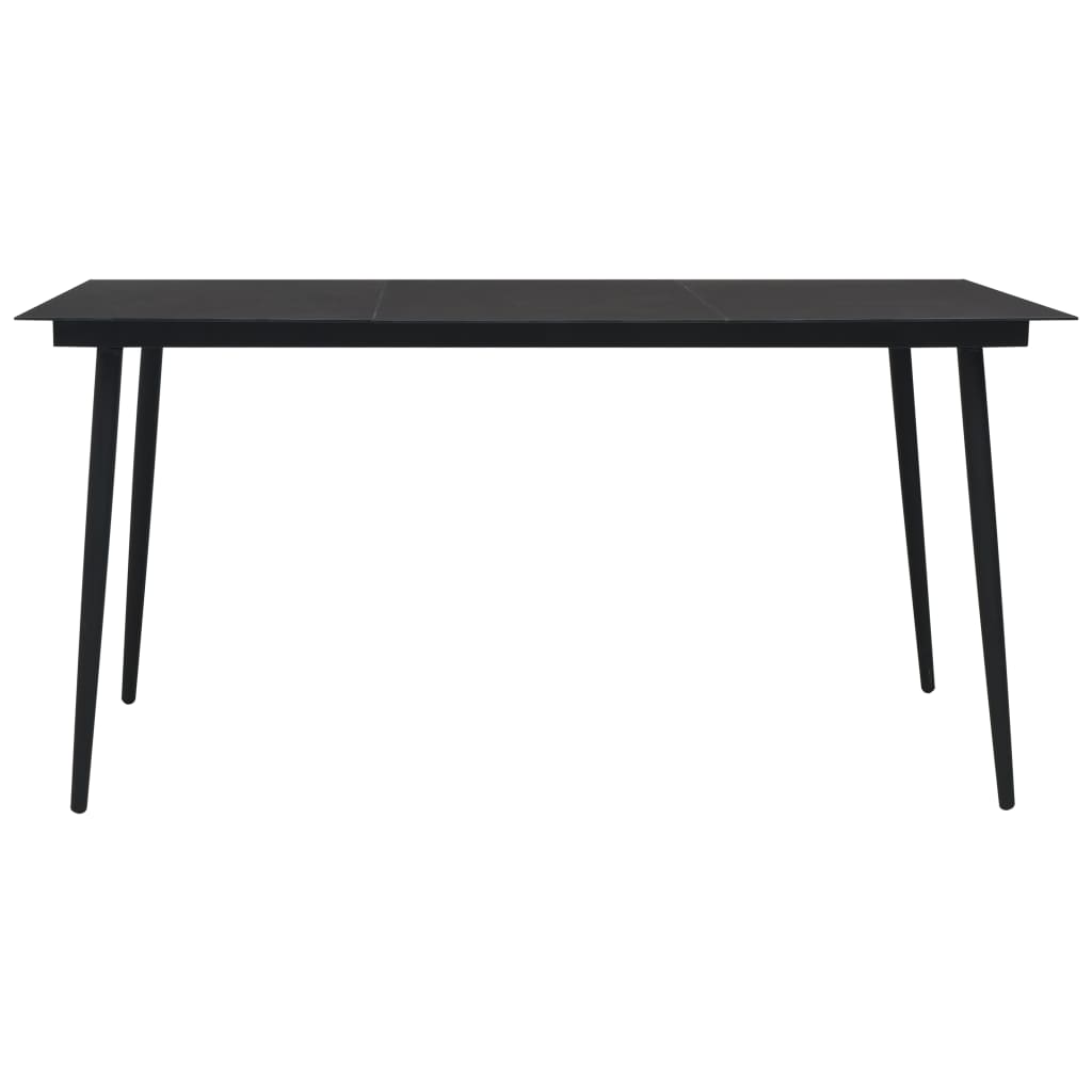 vidaXL Dining Set | Oak and black | Poly rattan, powder-coated steel, glass