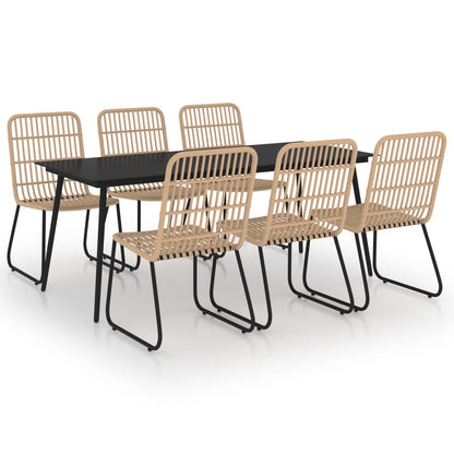 vidaXL Dining Set | Oak | Poly rattan | 7 Piece Set | Stackable | Dining Set