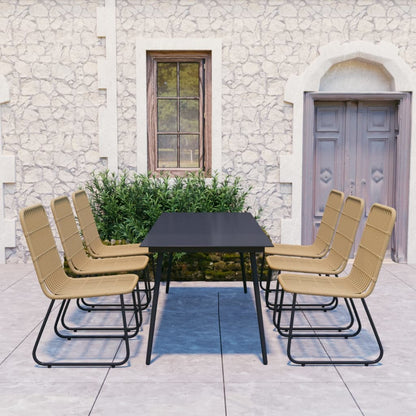vidaXL Dining Set | Oak | Poly rattan | 7 Piece Set | Stackable | Dining Set