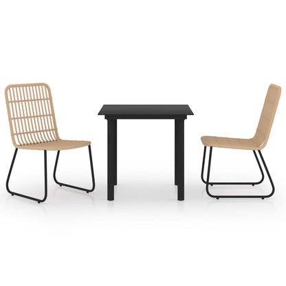 vidaXL Dining Set | Oak and black | Poly rattan, powder-coated steel, glass