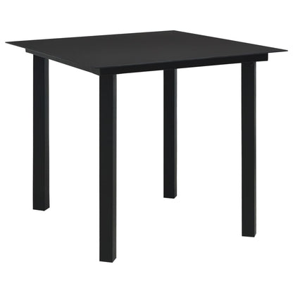 vidaXL Dining Set | Oak and black | Poly rattan, powder-coated steel, glass