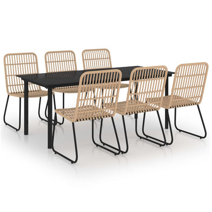 vidaXL Dining Set | Oak and black | Poly rattan | 190 x 90 x 74 cm | Stackable
