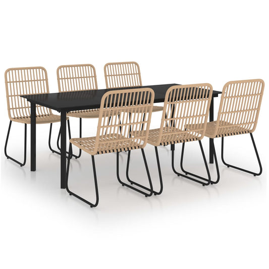 vidaXL Dining Set | Oak and black | Poly rattan | 190 x 90 x 74 cm | Stackable