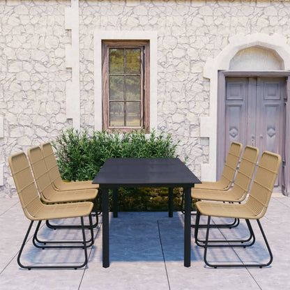 vidaXL Dining Set | Oak and black | Poly rattan | 190 x 90 x 74 cm | Stackable