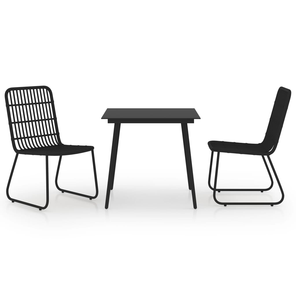 vidaXL Dining Set | Black | Poly rattan, powder-coated steel, glass | 80 cm