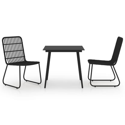 vidaXL Dining Set | Black | Poly rattan, powder-coated steel, glass | 80 cm
