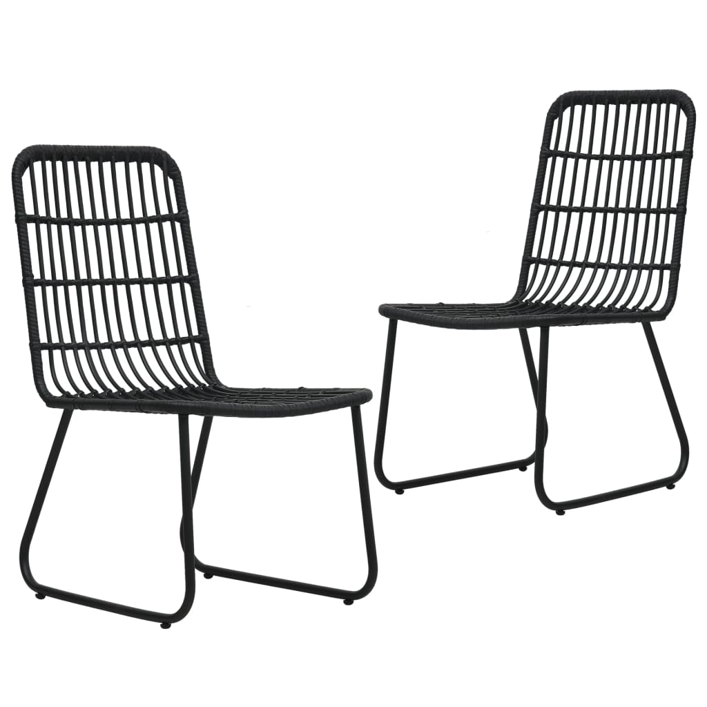vidaXL Dining Set | Black | Poly rattan, powder-coated steel, glass | 80 cm