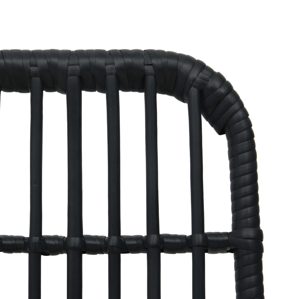 vidaXL Dining Set | Black | Poly rattan, powder-coated steel, glass | 80 cm