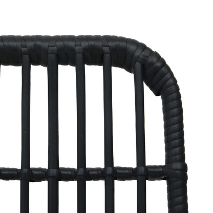 vidaXL Dining Set | Black | Poly rattan, powder-coated steel, glass | 80 cm