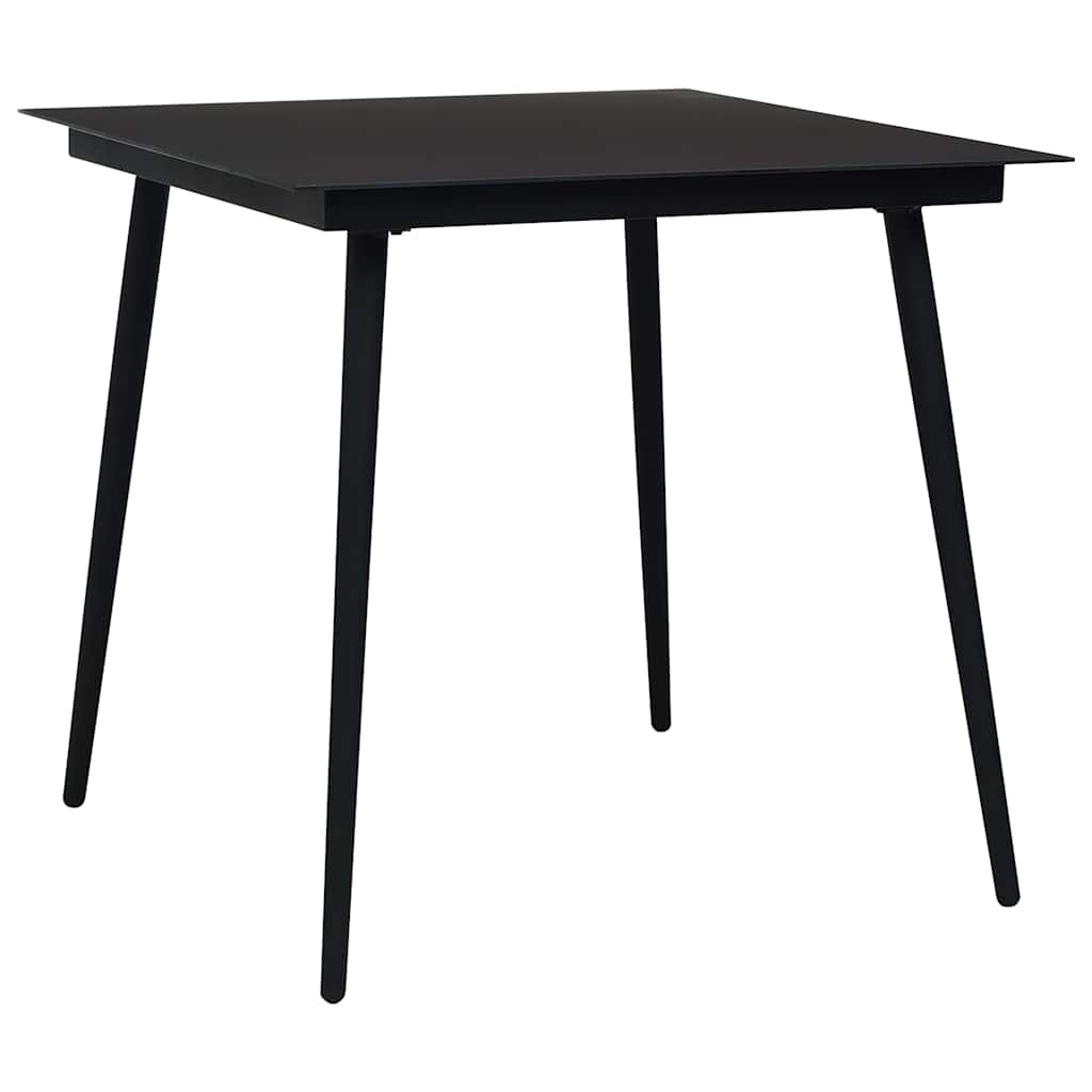 vidaXL Dining Set | Black | Poly rattan, powder-coated steel, glass | 80 cm
