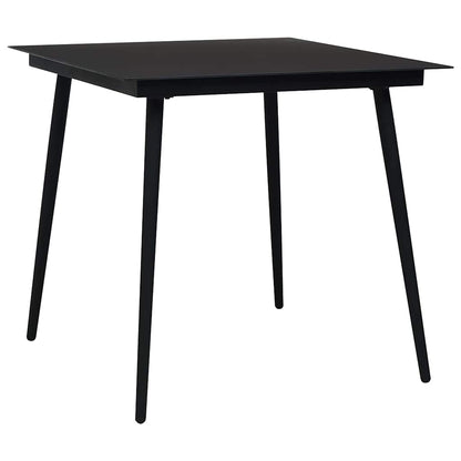 vidaXL Dining Set | Black | Poly rattan, powder-coated steel, glass | 80 cm