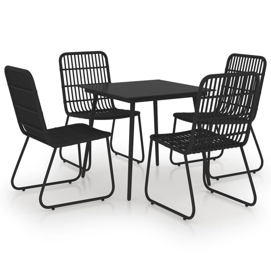 vidaXL Dining Set | Black | Poly rattan | 80cm x 80cm x 74cm | Durable