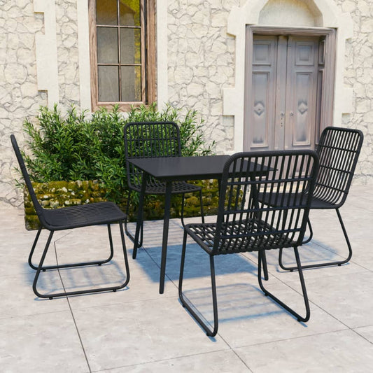 vidaXL Dining Set | Black | Poly rattan | 80cm x 80cm x 74cm | Durable