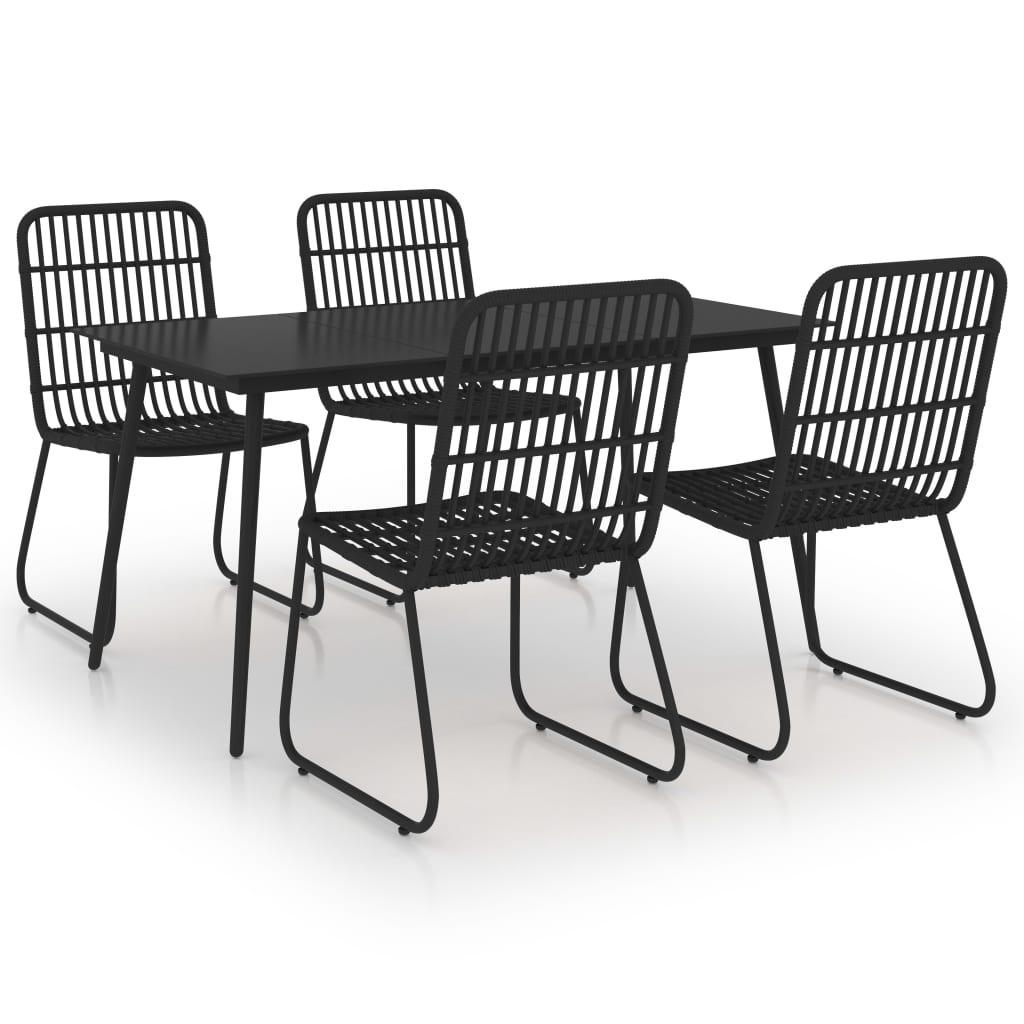 vidaXL Dining Set | Black | Poly rattan | Large | Stackable | Outdoor Dining Set