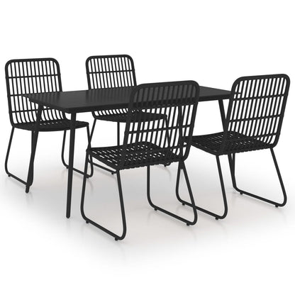vidaXL Dining Set | Black | Poly rattan | Large | Stackable | Outdoor Dining Set