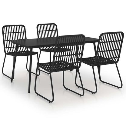 vidaXL 5 Piece Outdoor Dining Set Poly Rattan and Glass