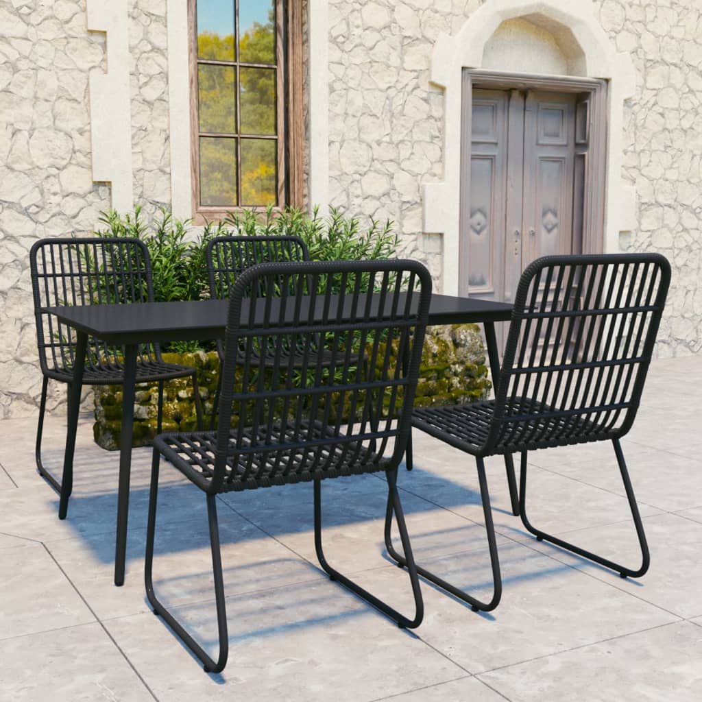 vidaXL Dining Set | Black | Poly rattan | Large | Stackable | Outdoor Dining Set
