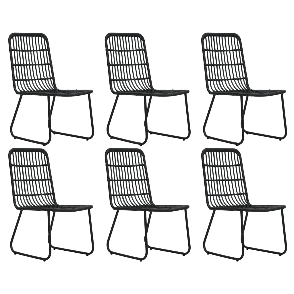 vidaXL Dining Set | Black | Poly rattan, powder-coated steel, glass