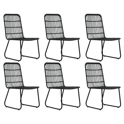 vidaXL Dining Set | Black | Poly rattan, powder-coated steel, glass