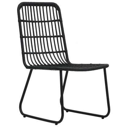 vidaXL Dining Set | Black | Poly rattan, powder-coated steel, glass