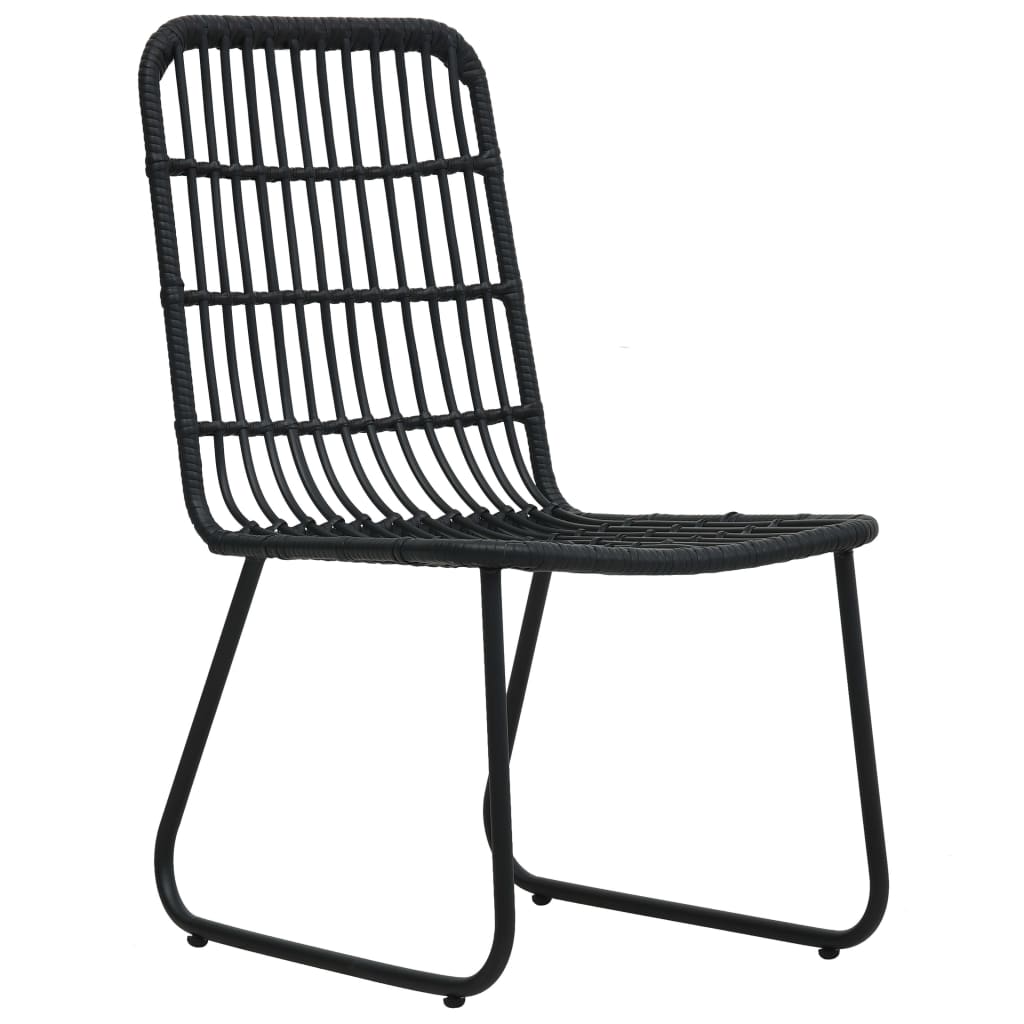 vidaXL Dining Set | Black | Poly rattan, powder-coated steel, glass | Large