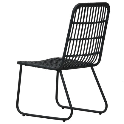 vidaXL Dining Set | Black | Poly rattan, powder-coated steel, glass | Large