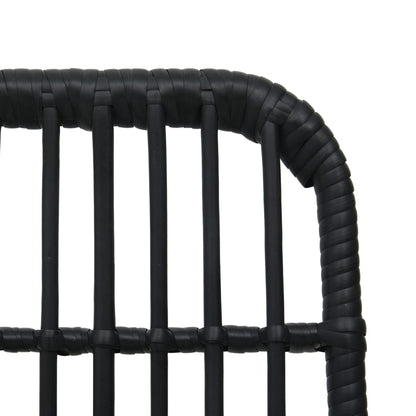 vidaXL Dining Set | Black | Poly rattan, powder-coated steel, glass | Large