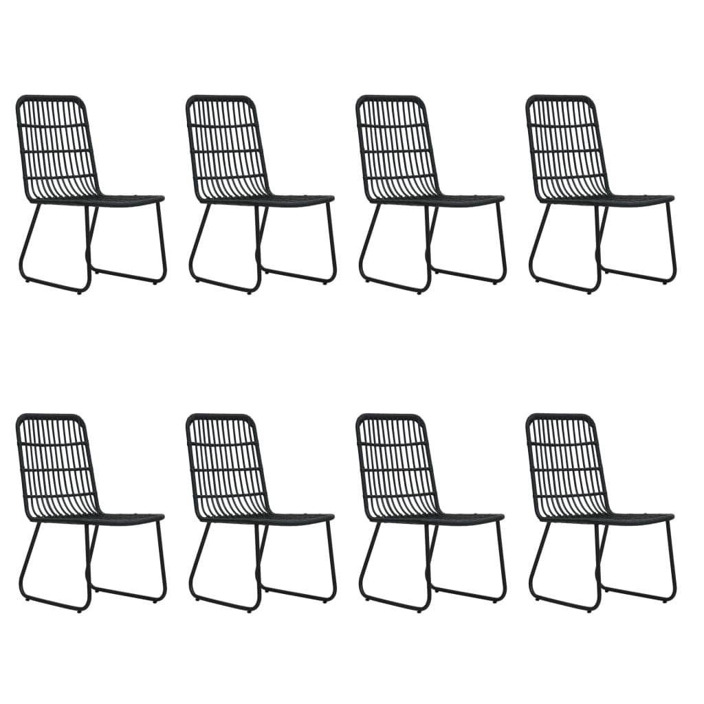 vidaXL Dining Set | Black | Poly rattan, powder-coated steel, glass | Large