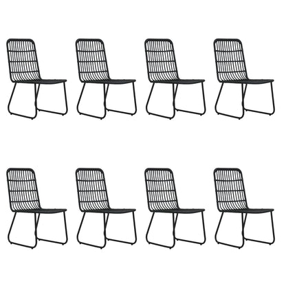 vidaXL Dining Set | Black | Poly rattan, powder-coated steel, glass | Large